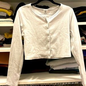 Aritzia Sunday best cardigan ash grey t shirt long sleeve